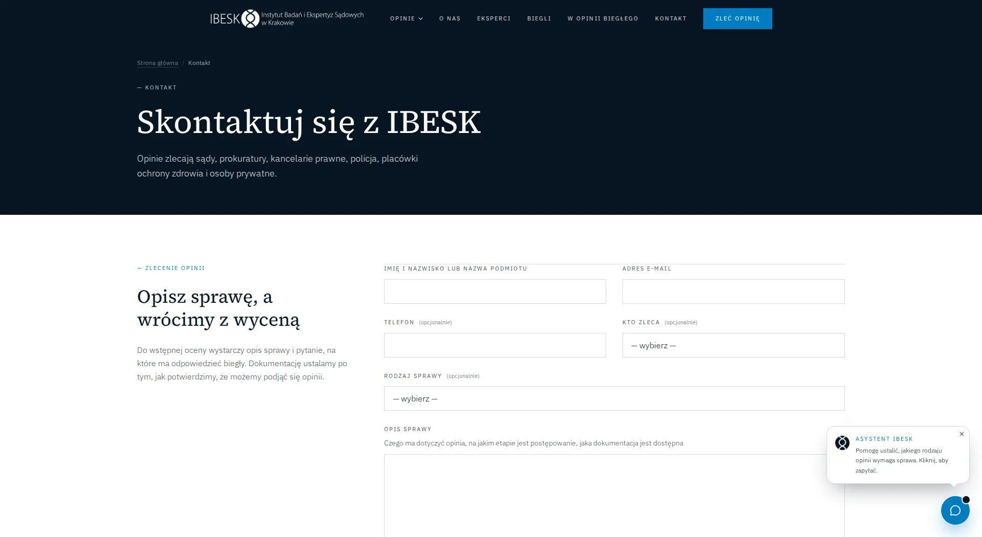 Opis sprawy zamiast telefonu na ślepo